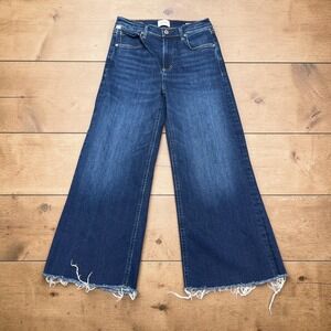 Citizens of Humanity Petite Lyra Wide Leg Jeans Dark Wash Raw Hem 26 2201-1691